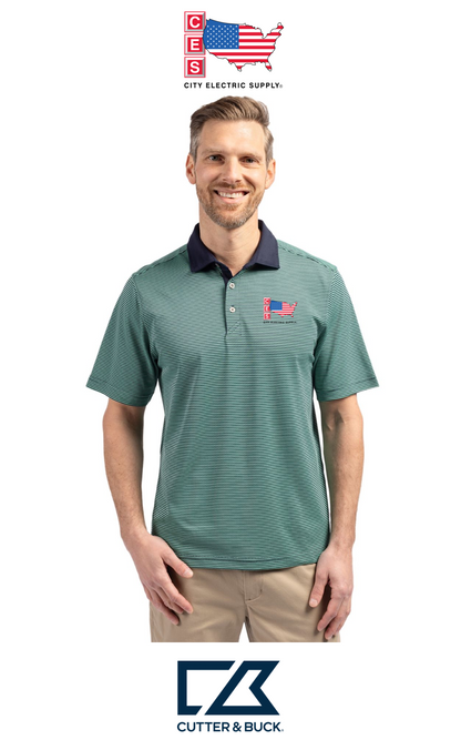Cutter & Buck Virtue Recycled Micro Stripe Featherlight Pique Mens Polo