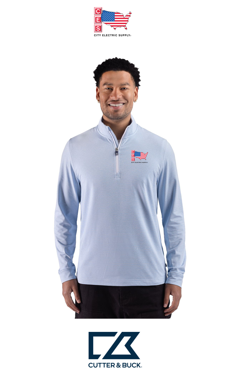 Cutter & Buck Adapt Recycled Soft Knit Stripe Mens Quarter Zip Pullover