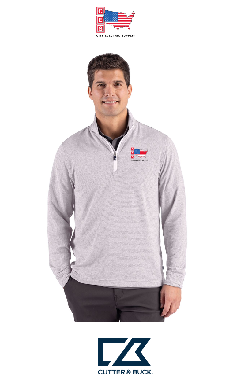 Cutter & Buck Adapt Recycled Soft Knit Stripe Mens Quarter Zip Pullover