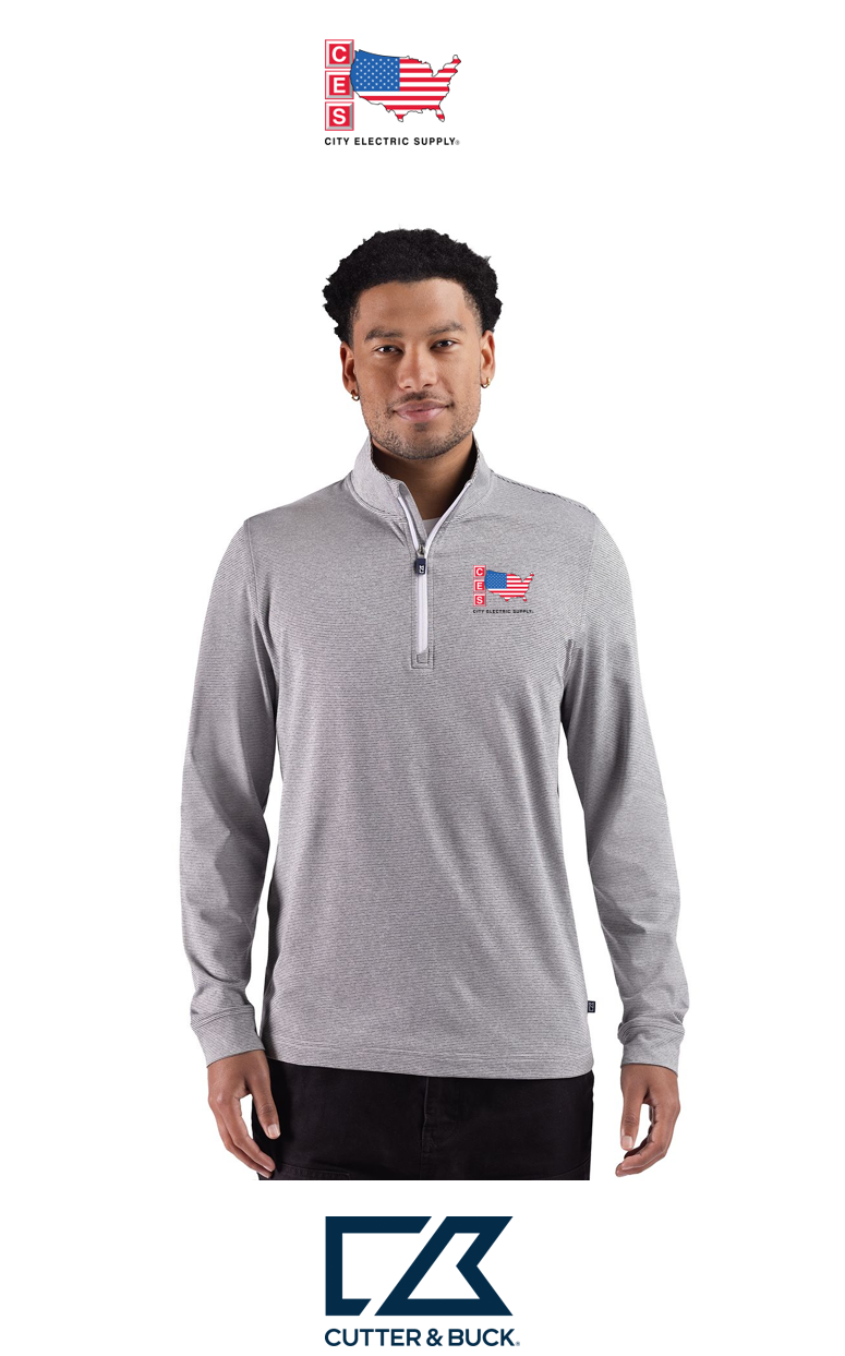 Cutter & Buck Adapt Recycled Soft Knit Stripe Mens Quarter Zip Pullover