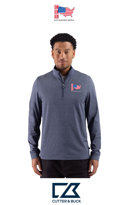 Cutter & Buck Adapt Recycled Soft Knit Stripe Mens Quarter Zip Pullover