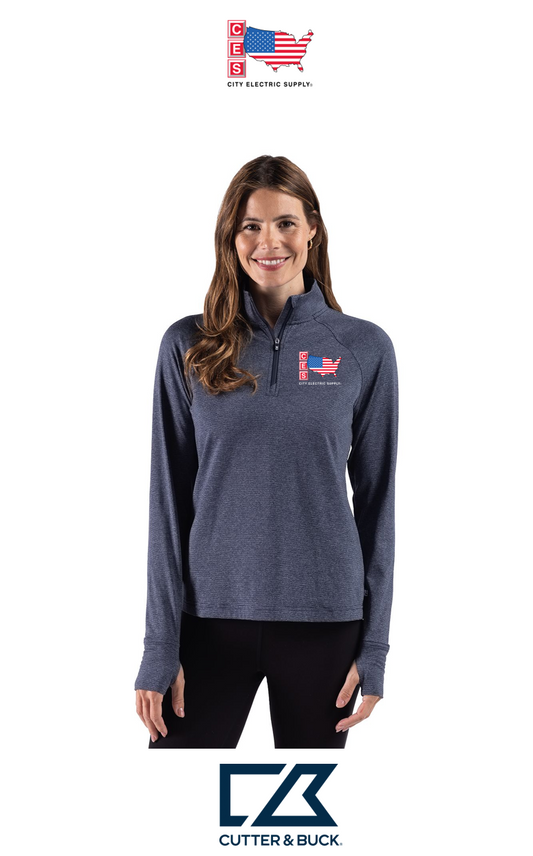 Cutter & Buck Adapt Recycled Soft Knit Stripe Womens Quarter Zip Pullover