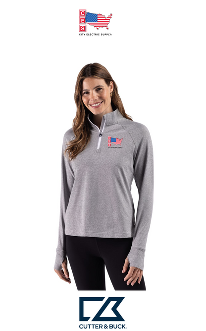 Cutter & Buck Adapt Recycled Soft Knit Stripe Womens Quarter Zip Pullover