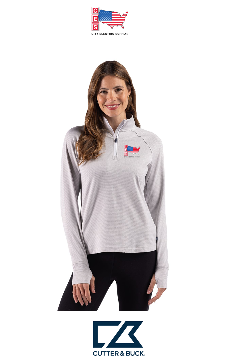 Cutter & Buck Adapt Recycled Soft Knit Stripe Womens Quarter Zip Pullover