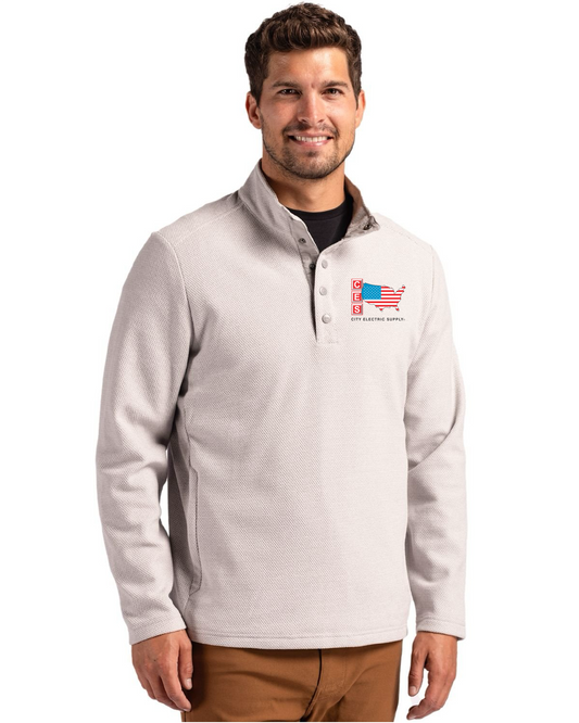 Hunts Point Eco Textured Fleece Recycled Mens Snap Pullover