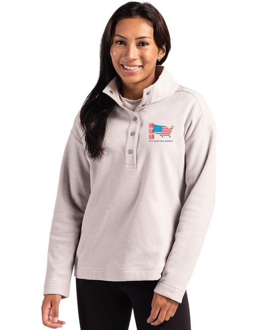 Hunts Point Eco Textured Fleece Recycled Womens Snap Pullover