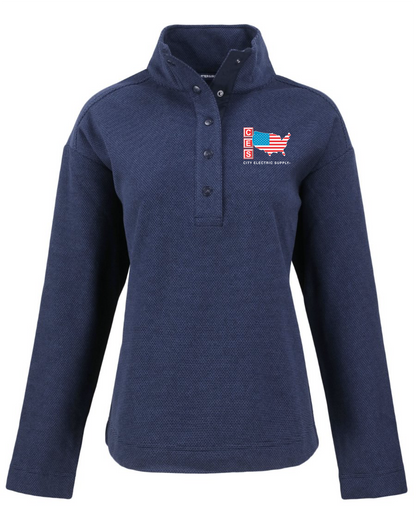 Hunts Point Eco Textured Fleece Recycled Womens Snap Pullover